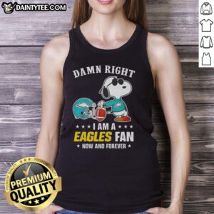 Premium Peanuts Snoopy tank top featuring 'Damn Right I Am An Eagles Fan' design for passionate football fans.