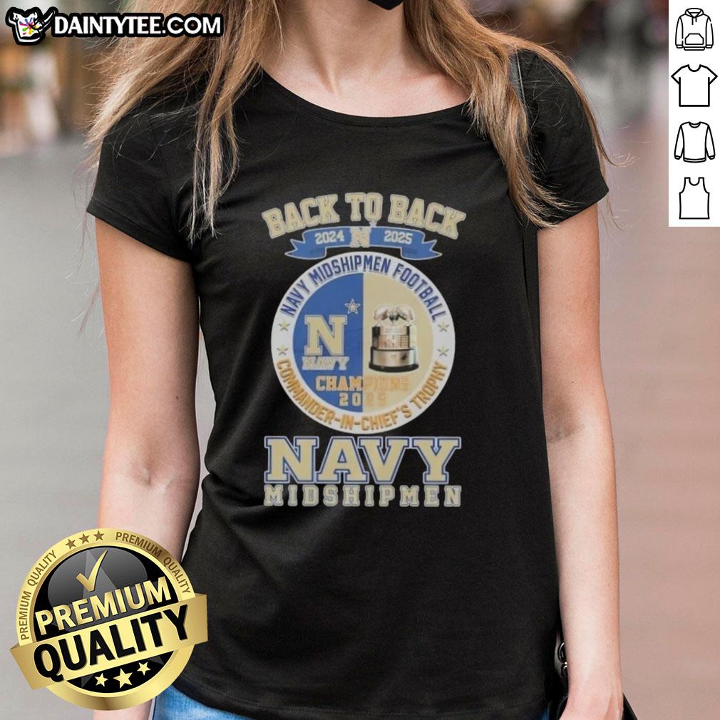 Alt Text: 2024-2025 Navy Midshipmen Football Commander in Chief's Trophy ladies tee, featuring a stylish navy design.