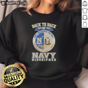 Alt Text: Navy Midshipmen Football Commander in Chief's Trophy sweatshirt for 2024-2025, showcasing back-to-back championship pride.