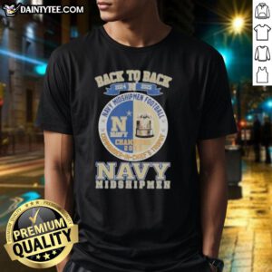 Alt Text: 2024 2025 Navy Midshipmen Football Commander-In-Chief's Trophy T-Shirt showcasing team pride and championship spirit.