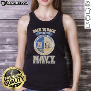 2024-2025 Navy Midshipmen football tank top celebrating back-to-back Commander in Chiefs Trophy victories.