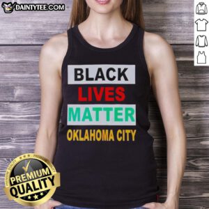 Stylish black tank top featuring 'Black Lives Matter' graphic, perfect for showing support in Oklahoma City.