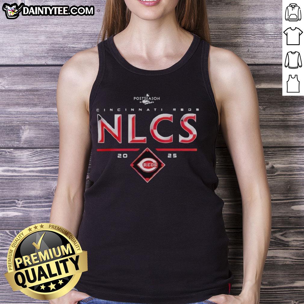 Top Cincinnati Reds 2025 NLCS Division Series Winner Postseason Tank Top featuring team logo and winning design.