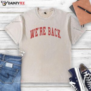 Top Were Back Red Letter Washed T-Shirt featuring bold lettering on a trendy, casual design for everyday wear.