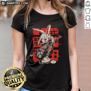 Alt Text: Awesome anime manga cyberpunk aesthetic techwear Harajuku bunny girl ladies tee featuring vibrant colors and unique design.