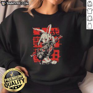 Alt Text: Awesome anime manga cyberpunk aesthetic techwear Harajuku bunny girl sweatshirt featuring vibrant colors and unique design.