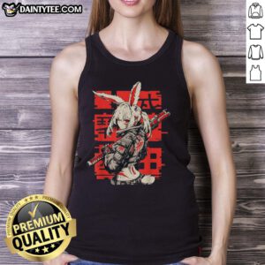 Cyberpunk aesthetic techwear bunny girl tank top featuring vibrant anime manga design from Harajuku style.