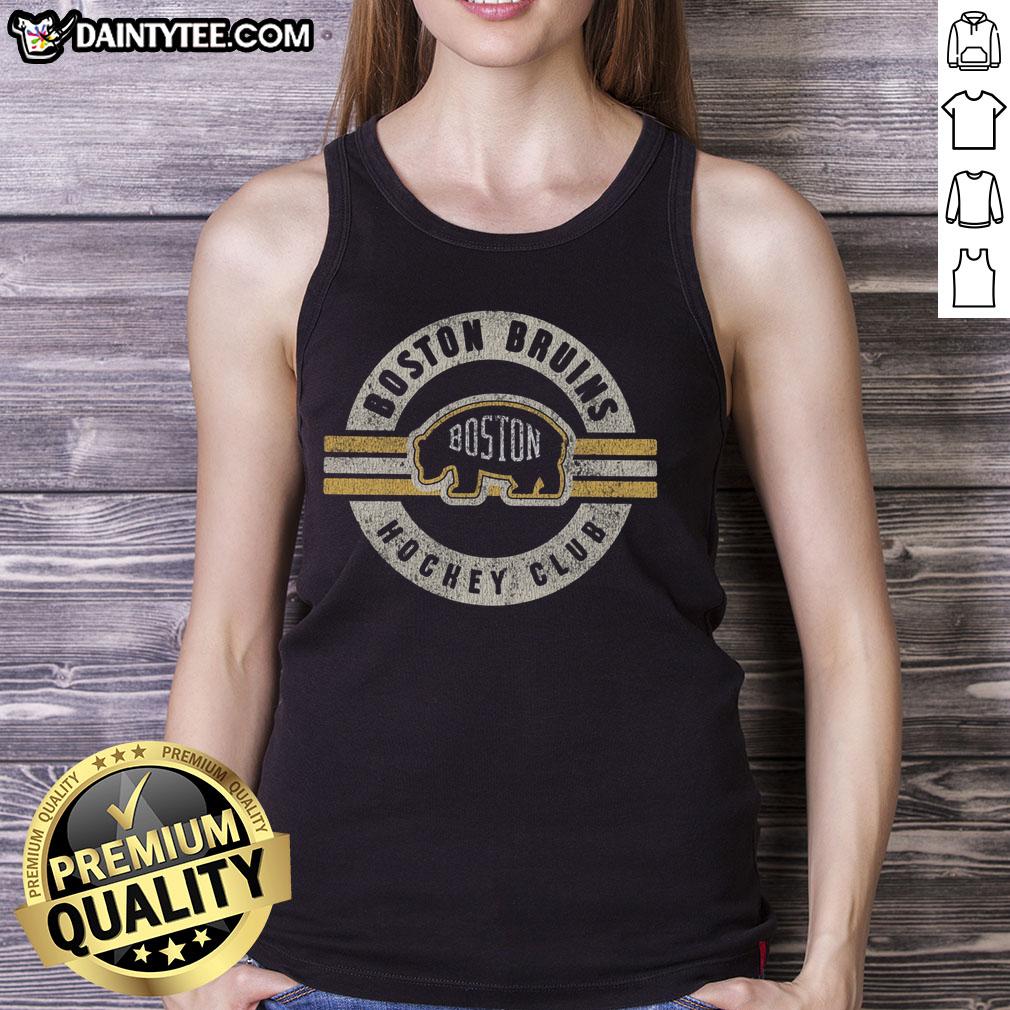 Alt Text: Stylish Boston Bruins surround tank top featuring team colors and logo, perfect for sports fans and summer wear.
