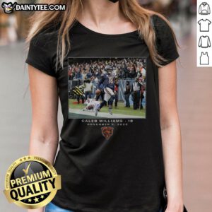 Awesome Caleb Williams Chicago Bears NFL Flash Features Week 10 ladies tee in vibrant team colors and stylish design.