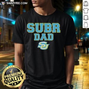 Awesome Campus Lab Southern University Jaguars Dad Logo T-Shirt featuring bold graphics and vibrant colors, perfect for fans.