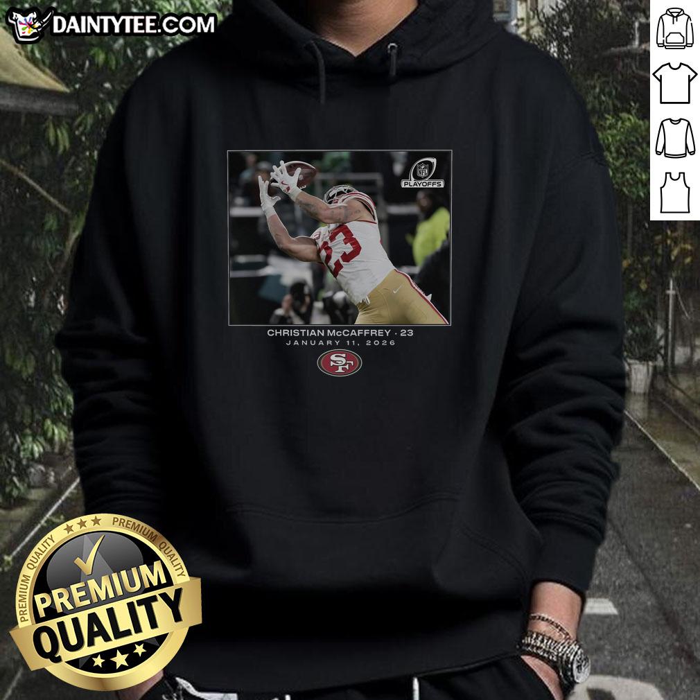 Awesome Christian McCaffrey San Francisco 49ers NFL Flash Features Wild Card Hoodie in bold red design.