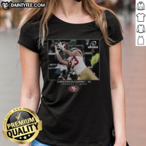 Awesome Christian McCaffrey San Francisco 49ers NFL Flash Features Wild Card Ladies Tee in vibrant design.