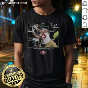 Awesome Christian McCaffrey San Francisco 49ers NFL Wild Card T-Shirt featuring bold graphics and comfortable fit.