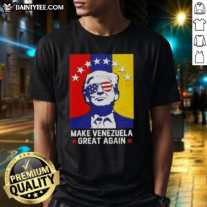 Awesome Donald Trump Make Venezuela Great Again flag t-shirt design featuring bold graphics and patriotic colors.