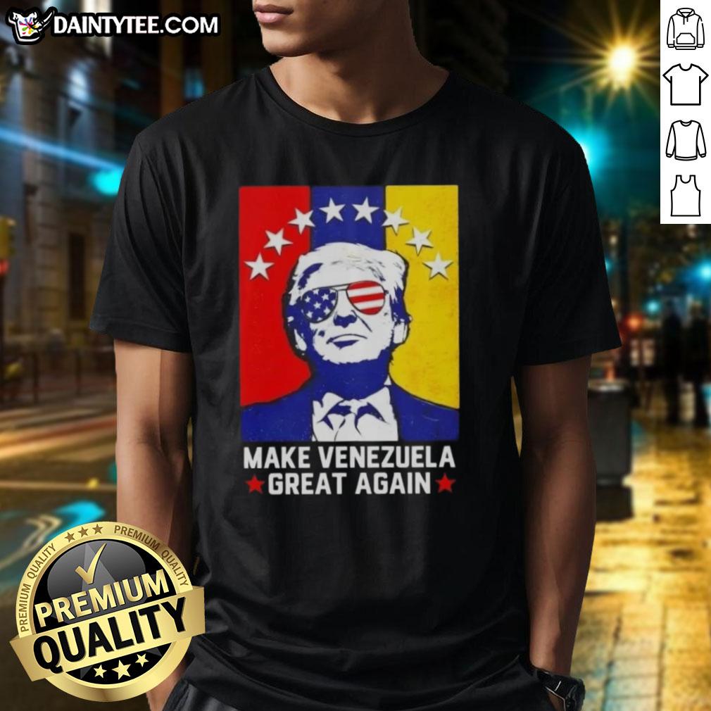 Awesome Donald Trump Make Venezuela Great Again flag t-shirt design featuring bold graphics and patriotic colors.