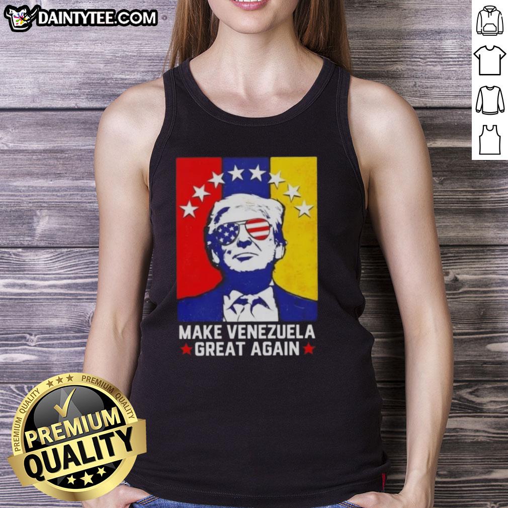 Awesome Donald Trump Make Venezuela Great Again flag tank top design featuring bold colors and patriotic graphics.