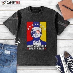 Alt Text: Awesome Donald Trump Make Venezuela Great Again flag design on a washed t-shirt for political supporters.