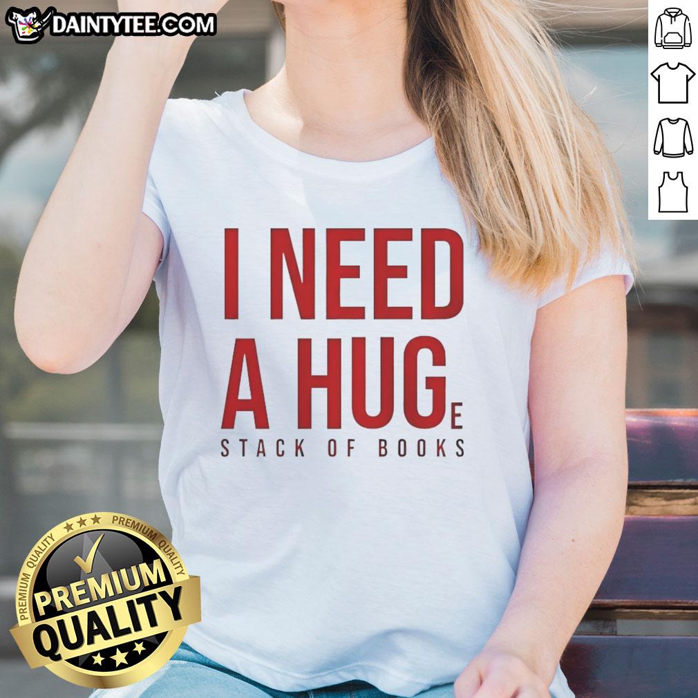Awesome Ladies Tee featuring a huge stack of books, perfect for book lovers and avid readers.