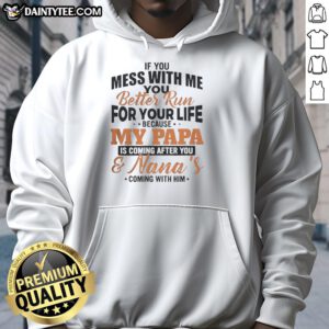 Cool hoodie featuring 'Mess with Me, My Papa is Coming' design, perfect for protective dads and their kids.