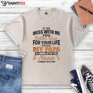 Funny 'My Papa Is Coming' washed t-shirt design, perfect for kids who want to showcase their protective family spirit.