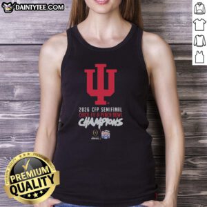 Awesome Indiana Hoosiers CFP Semifinal Chick-fil-A Peach Bowl Champions 2026 tank top showcasing team spirit and style.