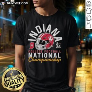 Awesome Indiana Hoosiers College Football National Championship 2026 Helmet T-Shirt featuring team colors and logo design.