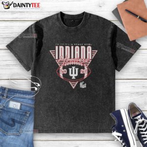 2026 Awesome Indiana Hoosiers Football Chick-fil-A Peach Bowl washed t-shirt featuring team colors and logo.