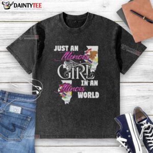 Awesome just an Illinois girl in a Illinois world washed t-shirt design featuring vibrant colors and stylish typography.