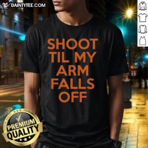 Alt Text: Awesome Kevin Durant Shoot Til My Arm Falls Off T-Shirt featuring bold graphics and vibrant colors, perfect for basketball fans.