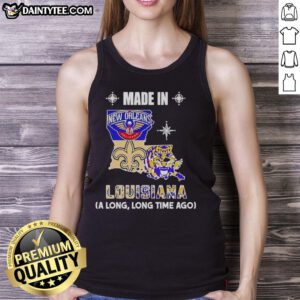 Alt Text: Awesome Made In Louisiana A Long Long Time Ago State Mashup Logo on a stylish tank top for teams and fans.