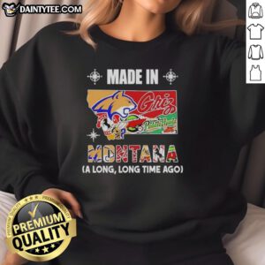 Awesome Made In Montana sweatshirt featuring a vintage logo mashup of state teams for a stylish, nostalgic look.