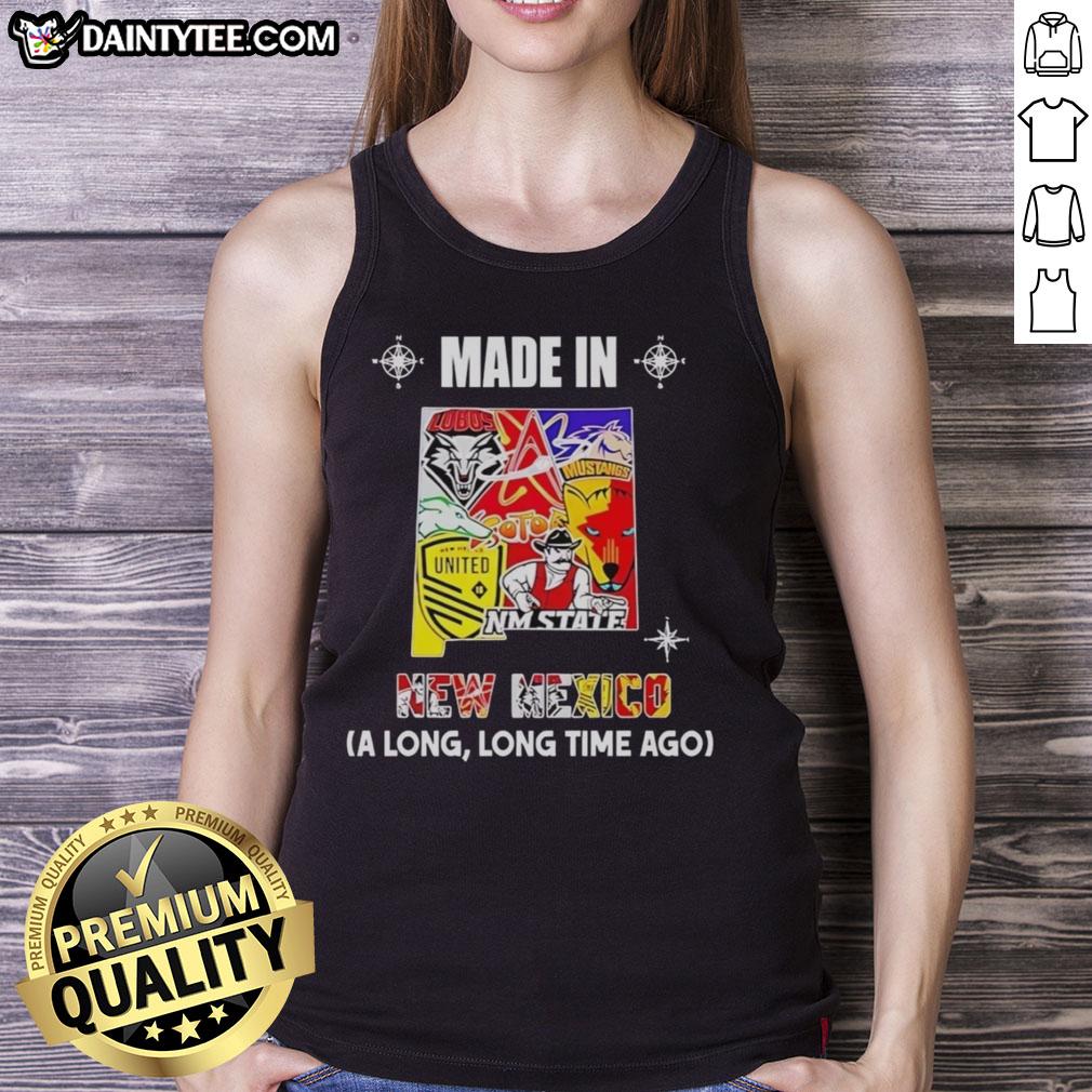 Awesome Made In New Mexico long tank top featuring a vintage state mashup logo design for team spirit.