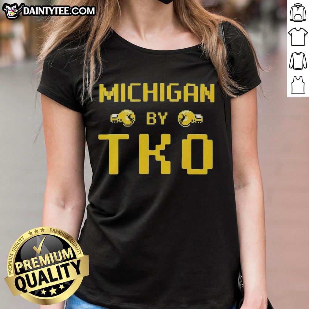 Alt Text: Awesome Michigan by TKO Jon Rothstein Classic Video Game Ladies Tee featuring a stylish design and vibrant colors.