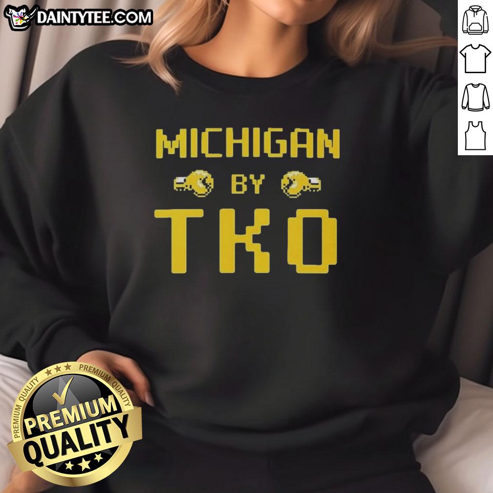 Awesome Michigan by TKO Jon Rothstein classic video game sweatshirt featuring vibrant graphics and a cozy fit.