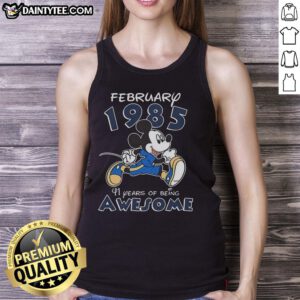Awesome Mickey Mouse February 1985 tank top celebrating 41 years of being awesome, featuring vibrant graphic design.