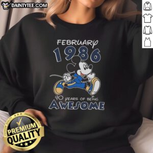 Awesome Mickey Mouse February 1986 sweatshirt celebrating 40 years of being awesome, featuring classic Mickey design.