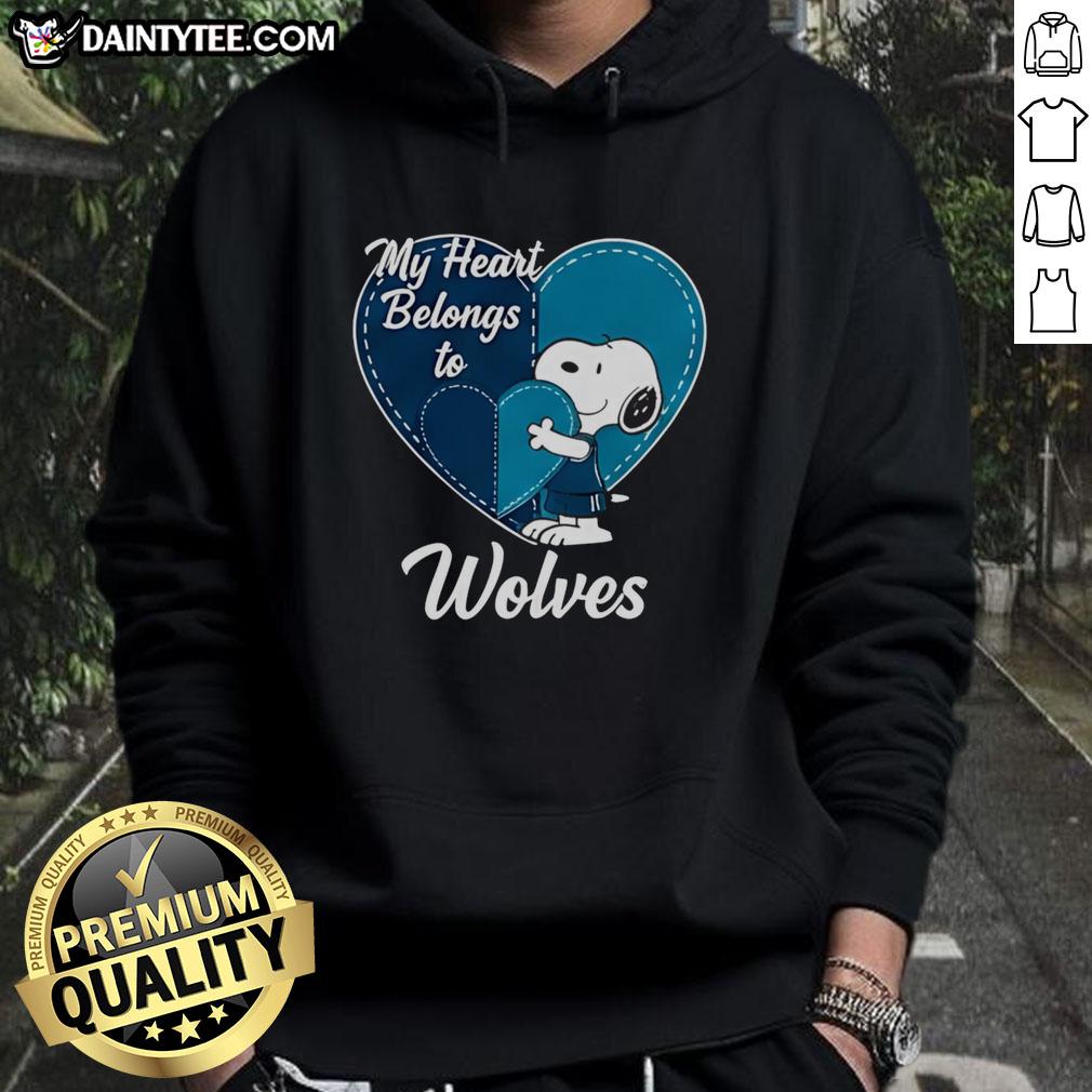 Awesome Minnesota Timberwolves X Snoopy Cartoon Valentine 2026 Hoodie featuring vibrant graphics and cozy design.