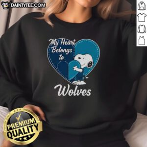 Awesome Minnesota Timberwolves X Snoopy Cartoon Valentine 2026 Sweatshirt featuring vibrant graphics and team logo.