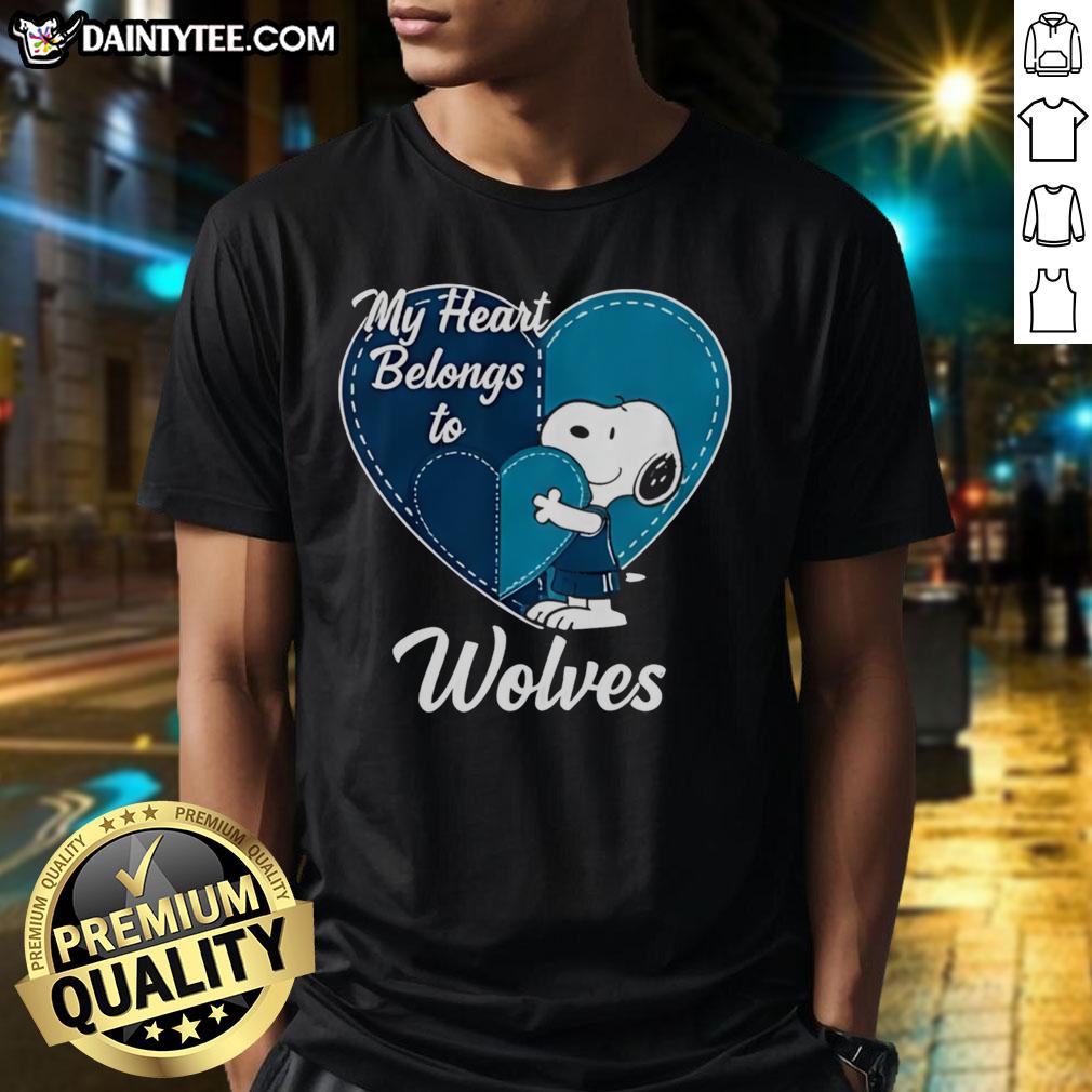 Awesome Minnesota Timberwolves X Snoopy Cartoon Valentine 2026 T-Shirt featuring playful Snoopy design and team colors.