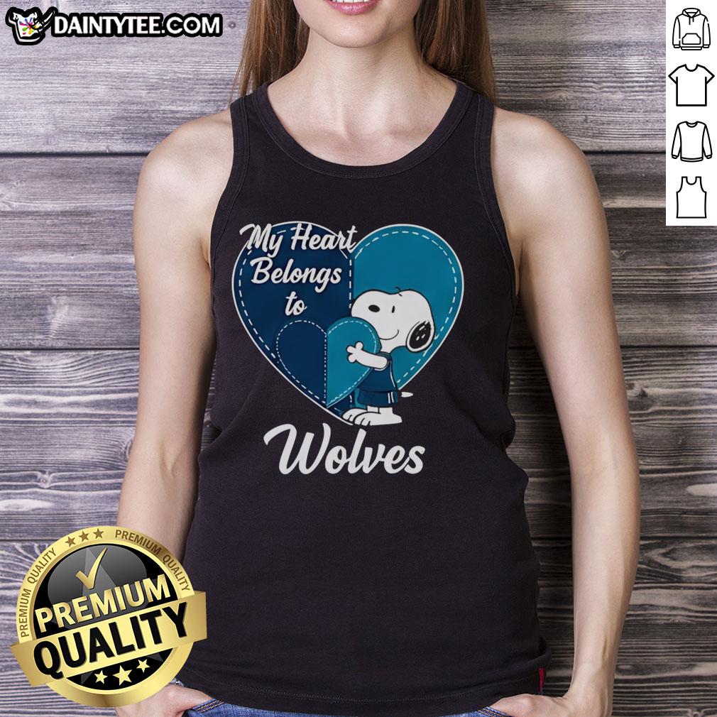 Awesome Minnesota Timberwolves x Snoopy Cartoon Valentine 2026 tank top featuring vibrant graphics and a playful design.