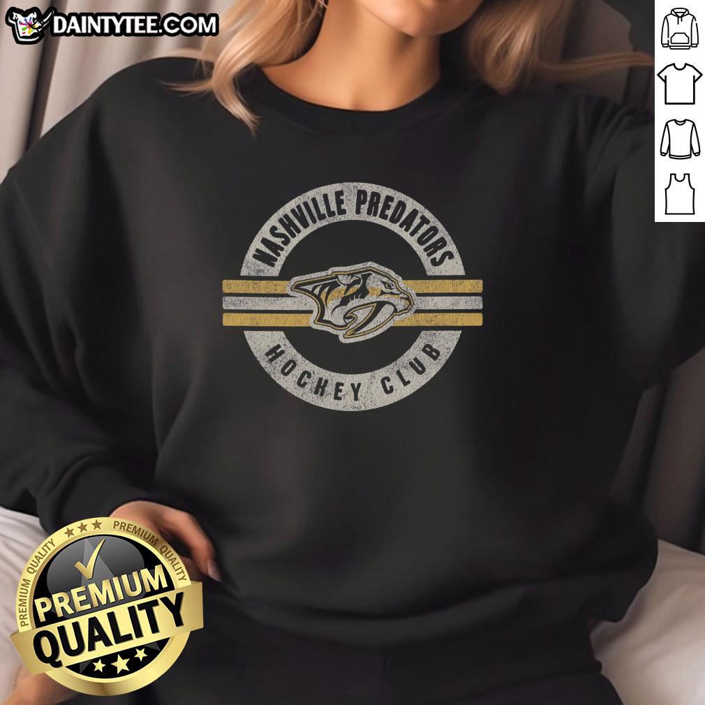Awesome Nashville Predators surround sweatshirt featuring team colors and logo, perfect for hockey fans.