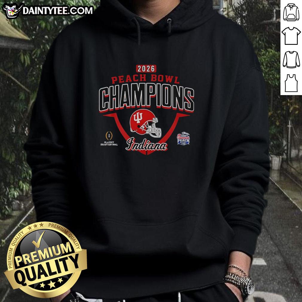 Awesome Peach Bowl Champions Indiana Hoosiers CFP 2026 hoodie featuring team colors and logo for fans and supporters.