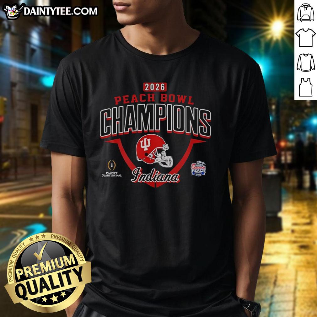 Alt Text: Awesome Peach Bowl Champions Indiana Hoosiers CFP 2026 T-Shirt featuring team logo and vibrant colors.