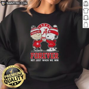 Awesome Peanut Snoopy and Charlie Brown Alabama Crimson Tide sweatshirt, perfect for fans year-round, not just during wins.