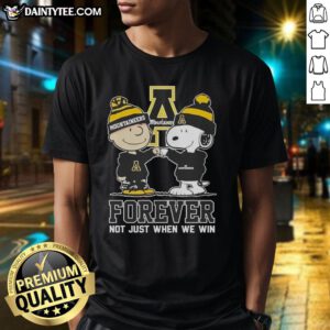 Awesome Peanut Snoopy Charlie Brown Appalachian State Mountaineers Forever T-Shirt design celebrating team spirit.