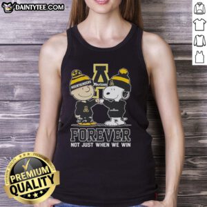 Awesome Peanut Snoopy and Charlie Brown tank top featuring Appalachian State Mountaineers - Forever, not just when we win.