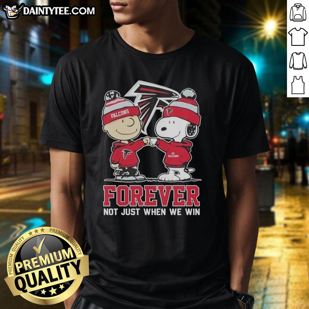 Alt Text: Awesome Peanut Snoopy and Charlie Brown Atlanta Falcons Forever T-Shirt design, perfect for loyal fans.