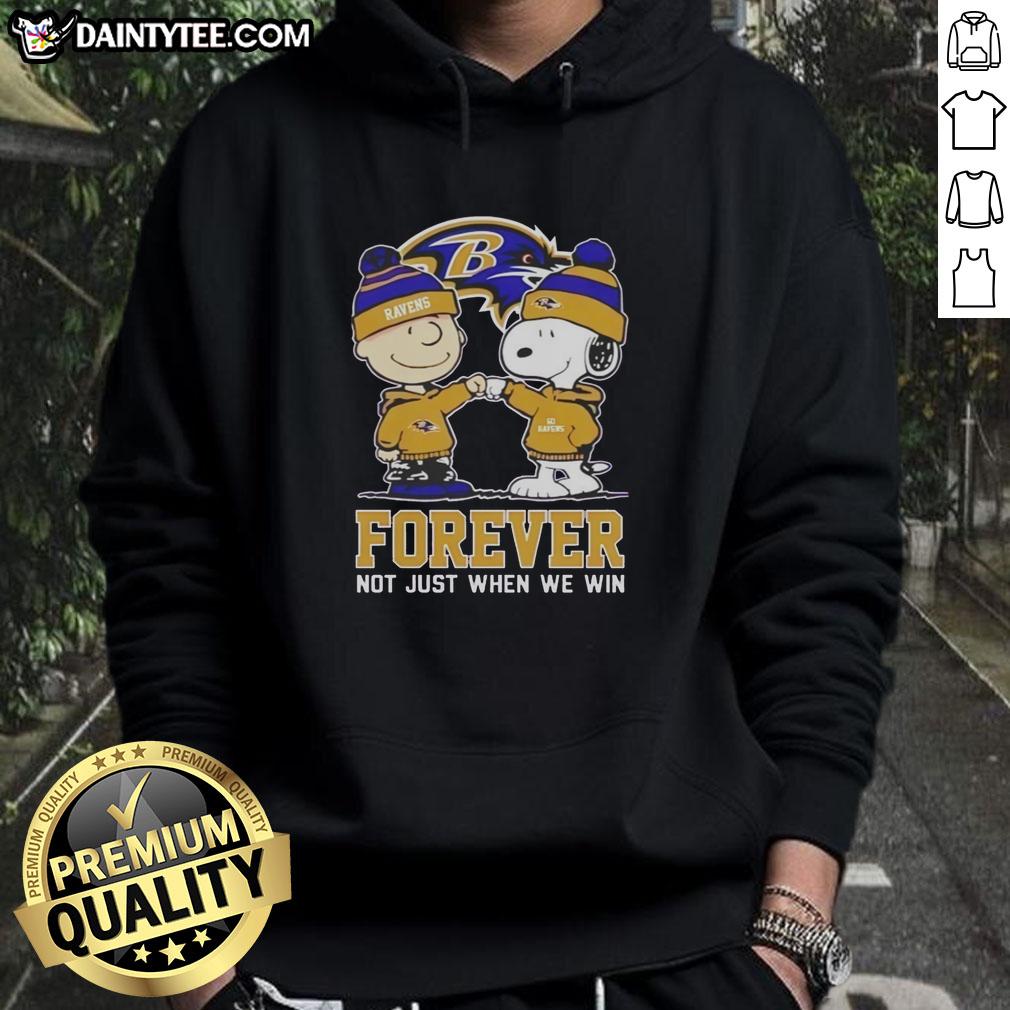 Awesome Peanut Snoopy and Charlie Brown Baltimore Ravens hoodie, perfect for fans celebrating team spirit year-round.