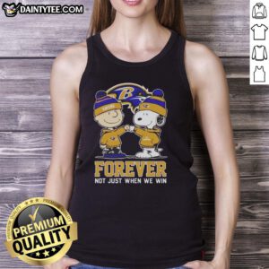 Awesome Peanut Snoopy and Charlie Brown Baltimore Ravens tank top, perfect for fans celebrating team spirit year-round.