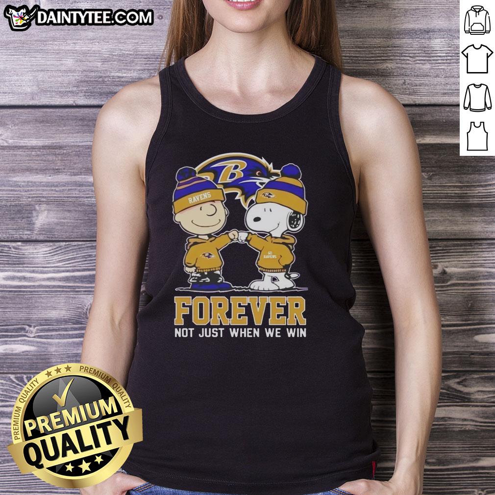 Awesome Peanut Snoopy and Charlie Brown Baltimore Ravens tank top, perfect for fans celebrating team spirit year-round.